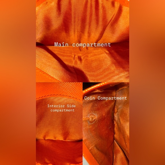 PRADA Saffiano Leather Bifold Wallet Orange Gold Logo Designer Authentic Compact - Picture 8 of 10